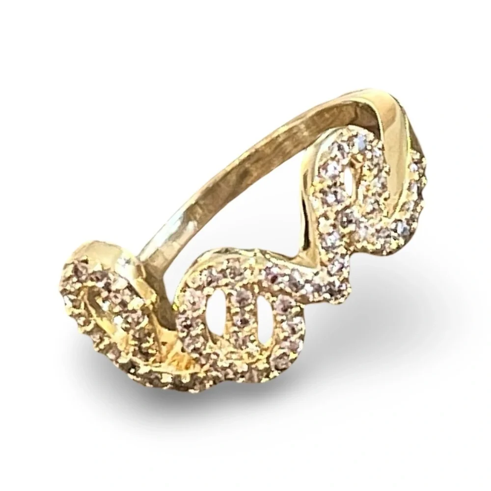 Joan Boyce Gold 'Love' Ring Size 7